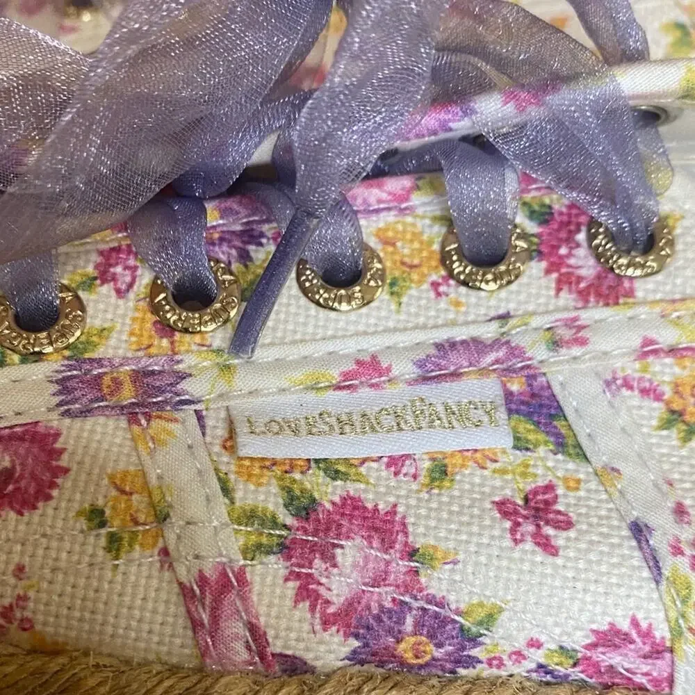 LoveShackFancy Floral Espadrille Platform Sneakers Superga Sheer Purple Laces